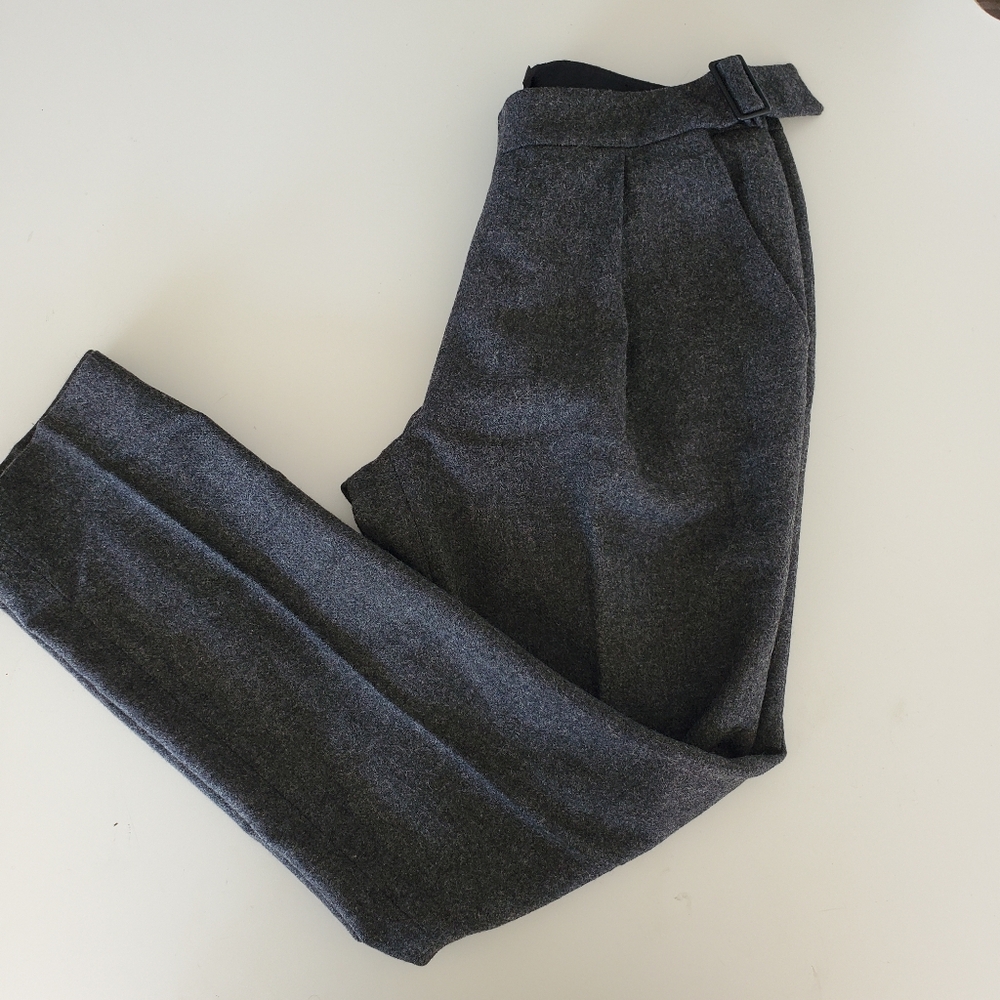 Kate Spade 0 Saturday Pleated Pants Officewear Speckled Dark Grey Wool Trousers - Picture 9 of 16